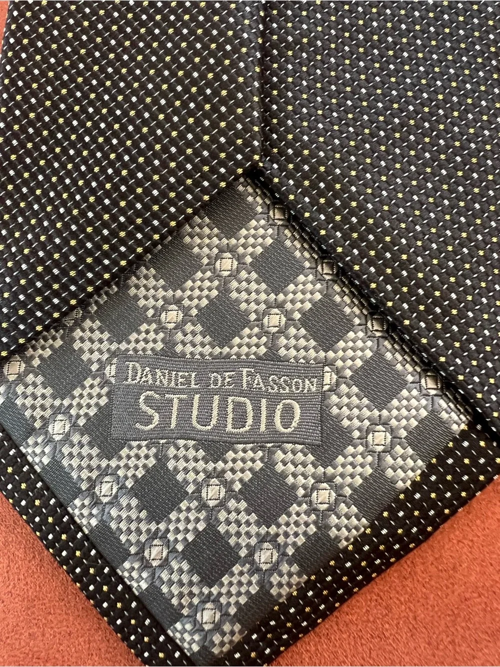 Daniel de Fasson Men's Black Microdot Neck Tie